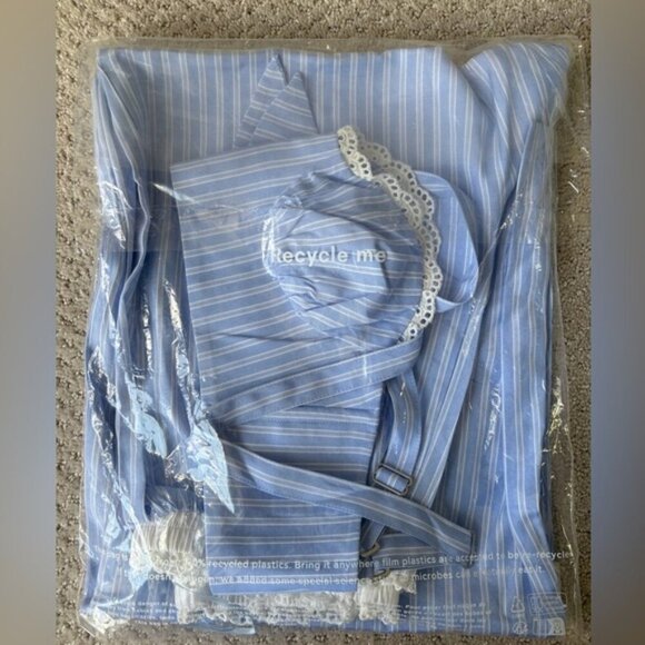 NEW Reformation Pippa Two Piece Set Top Pants Sky Blue Stripe | US 0 UK 4 - Picture 10 of 16